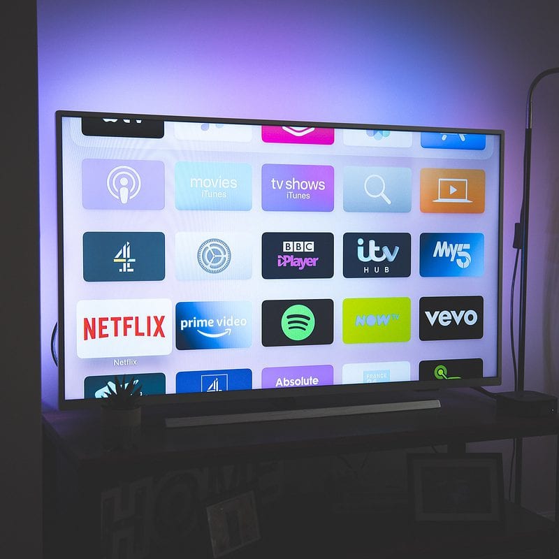 Smart TV screen with streaming apps