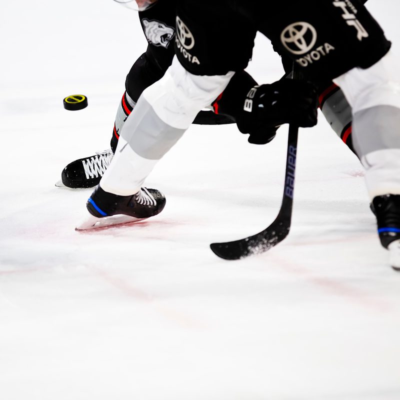 Ice hockey players in action